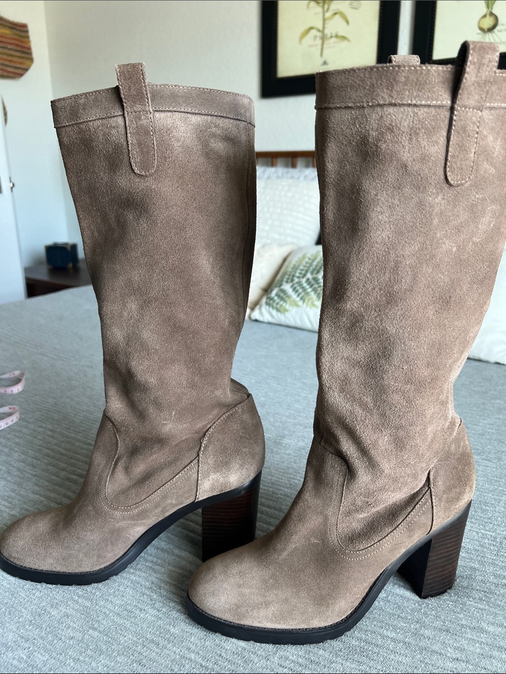 Ralph Lauren Brown Suede Mid-Calf Heeled Boots - Picture 4 of 9